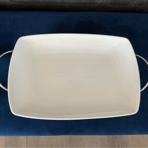 Food Network White Serving Platter with Silver Handles